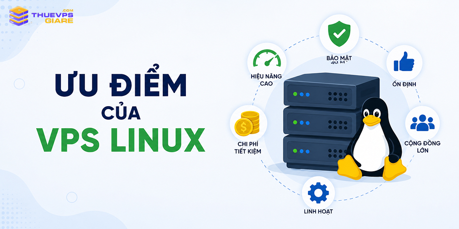 Ưu điểm của VPS Linux gồm chi phí tiết kiệm, hiệu năng cao, bảo mật tốt và dễ tùy chỉnh