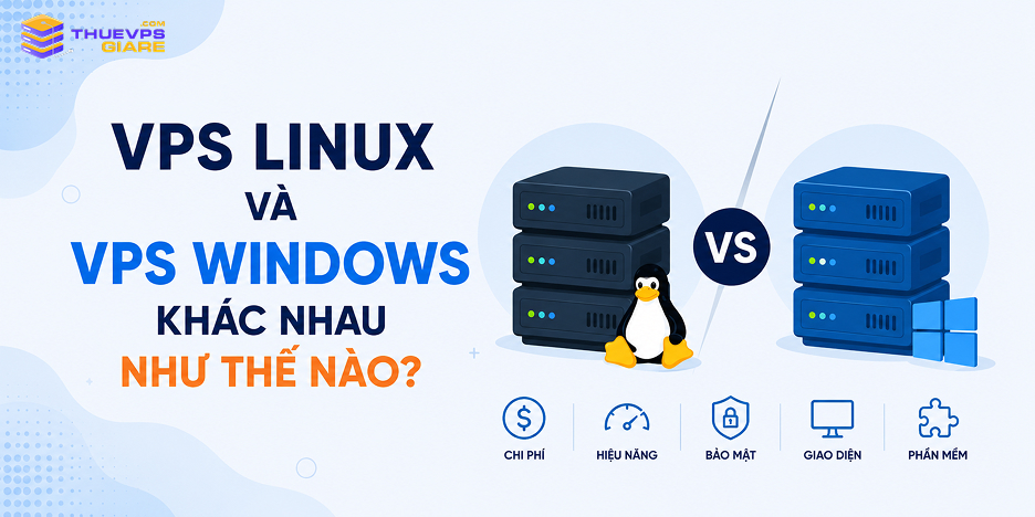 VPS Linux và VPS Windows khác nhau về chi phí, hiệu năng, bảo mật, giao diện và phần mềm hỗ trợ