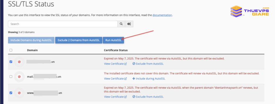 Cài SSL Miễn Phí Trên cPanel Bằng AutoSSL Và Let’s Encrypt Mới Nhất 13 Bước 3: Chọn domain cần cài SSL