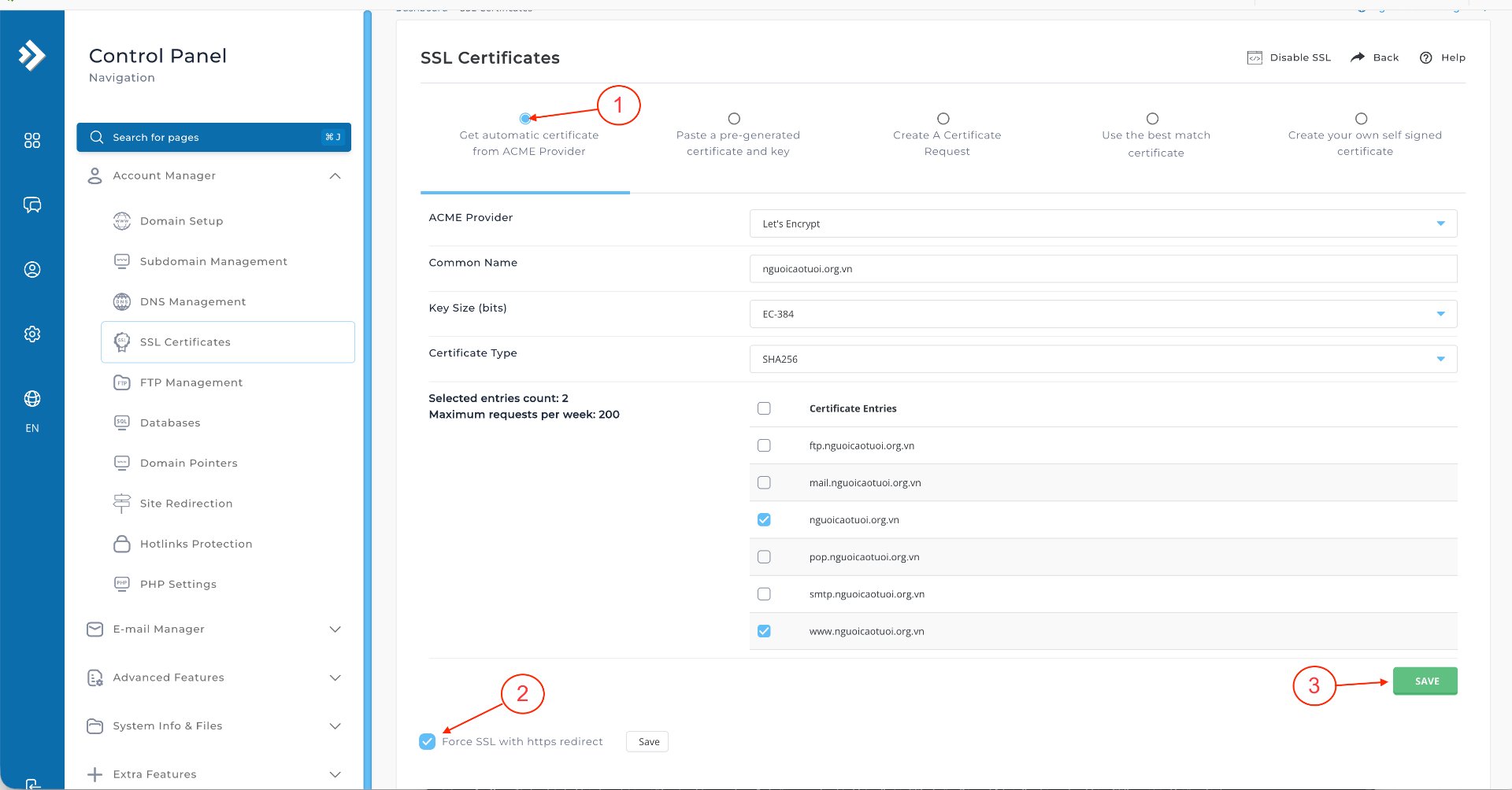 Cài SSL Trên DirectAdmin: Hướng Dẫn Chi Tiết Từ A-Z Với Let’s Encrypt 12 Cài đặt Let’s Encrypt SSL miễn phí trên DirectAdmin
