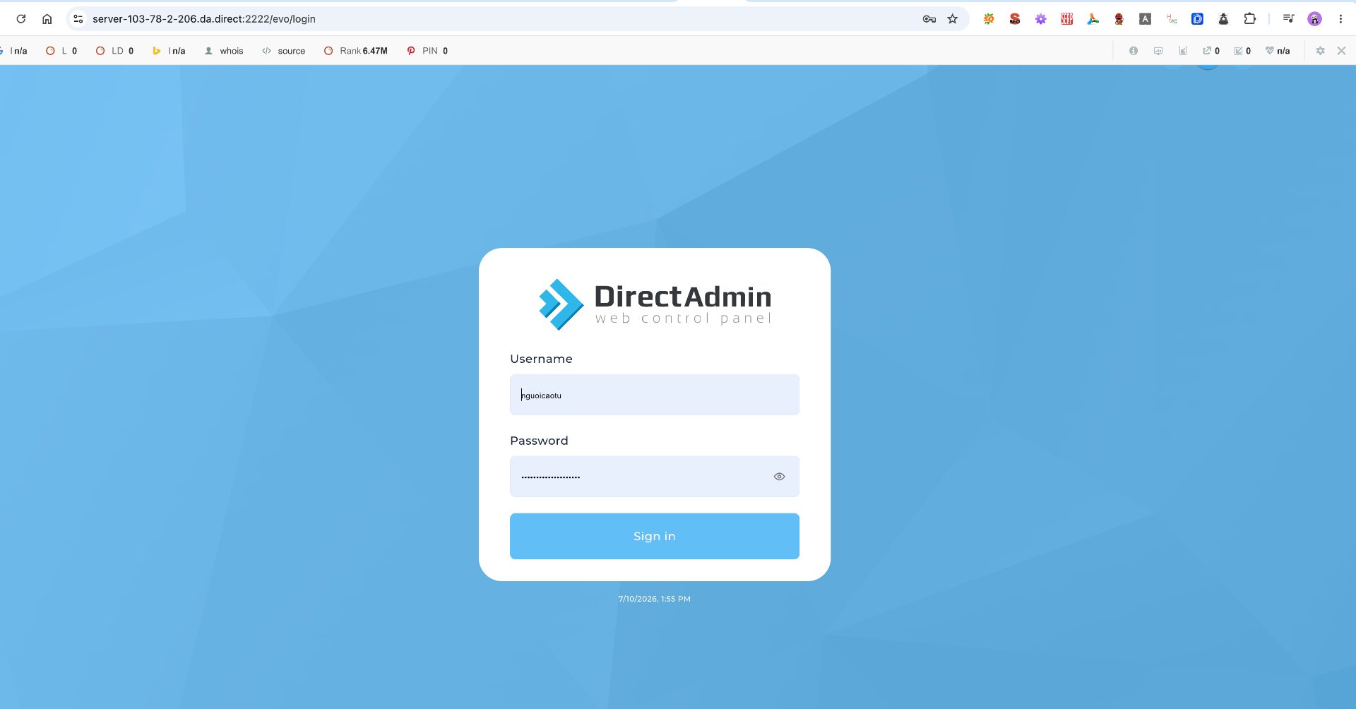 Cài SSL Trên DirectAdmin: Hướng Dẫn Chi Tiết Từ A-Z Với Let’s Encrypt 10 đăng nhập DirectAdmin