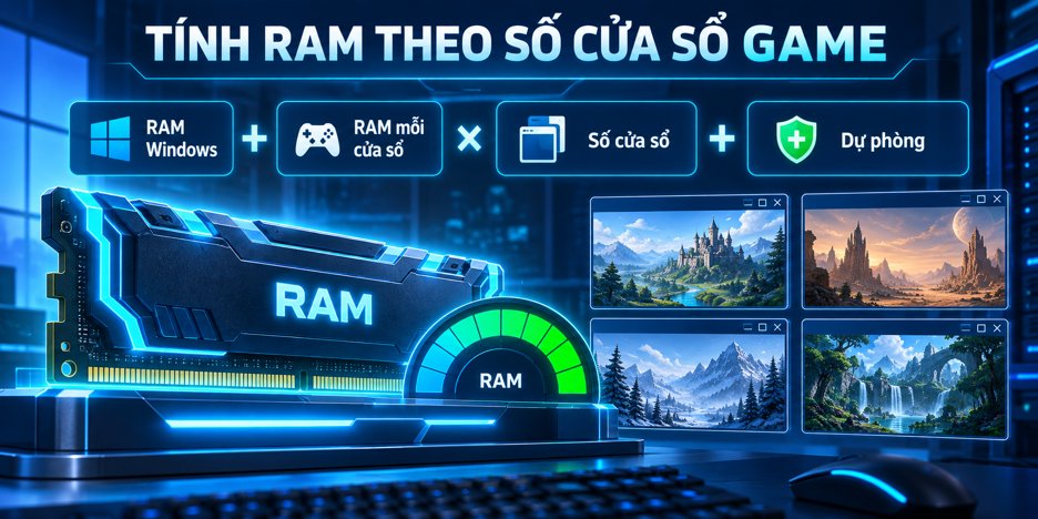 Hướng dẫn chọn cấu hình VPS treo game theo CPU, RAM, SSD, GPU 6 Cách tính RAM VPS theo số cửa sổ game chạy đồng thời