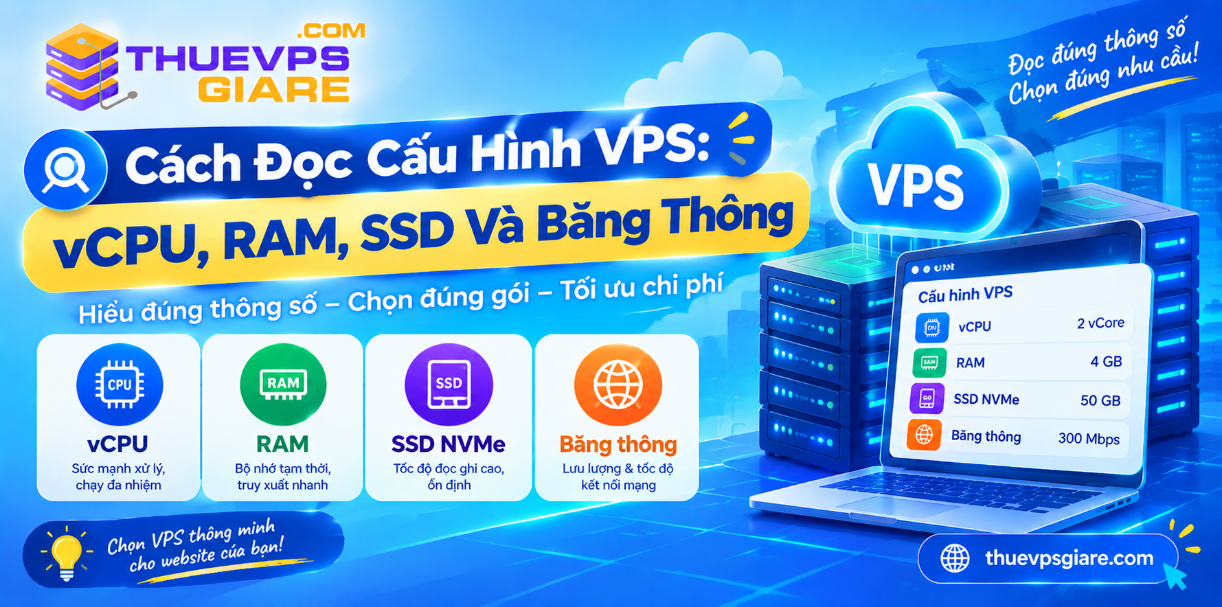 Cách Đọc Cấu Hình VPS: vCPU, RAM, SSD Và Băng Thông